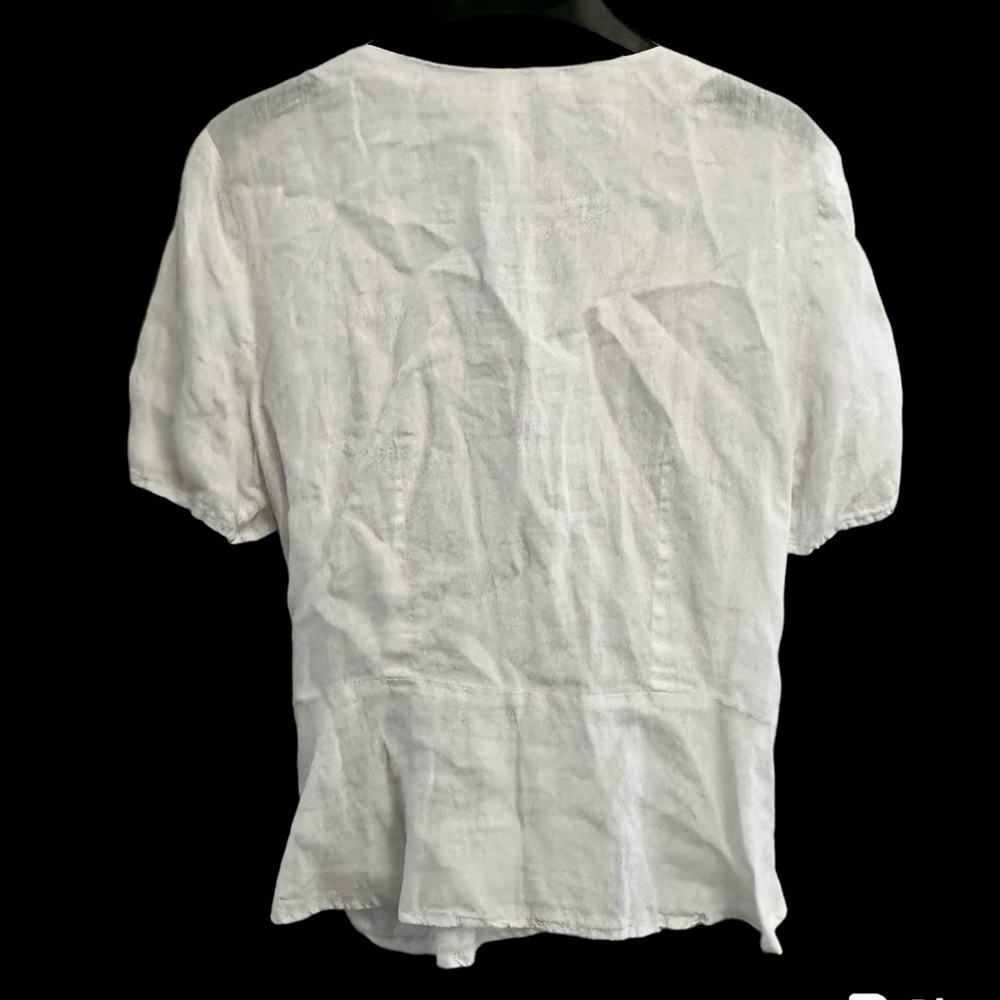 H&M White Short-Sleeve Wrap Blouse with Side Tie - Picture 3 of 6